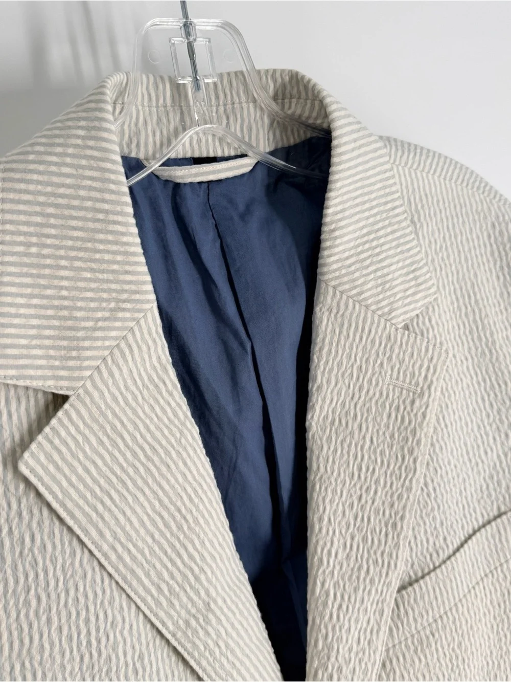 Bonobos Seersucker Blazer Mens Size 40R Blue Ivory Slim Fit Sport Coat NWOT